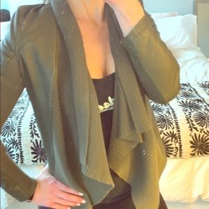 Soft faux leather with sweater cowl neck jacket